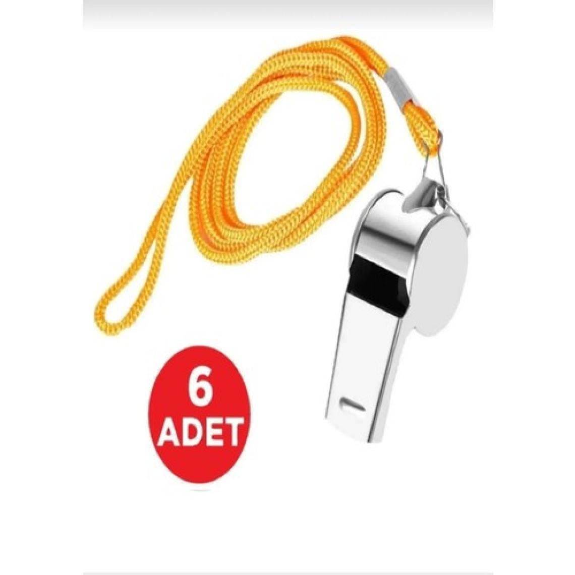 Askıcı  6 Adet Sarı Ipli Paslanmaz Metal Deprem Düdüğü, Hakem, Can Kurtaran Düdük (6 Adet)