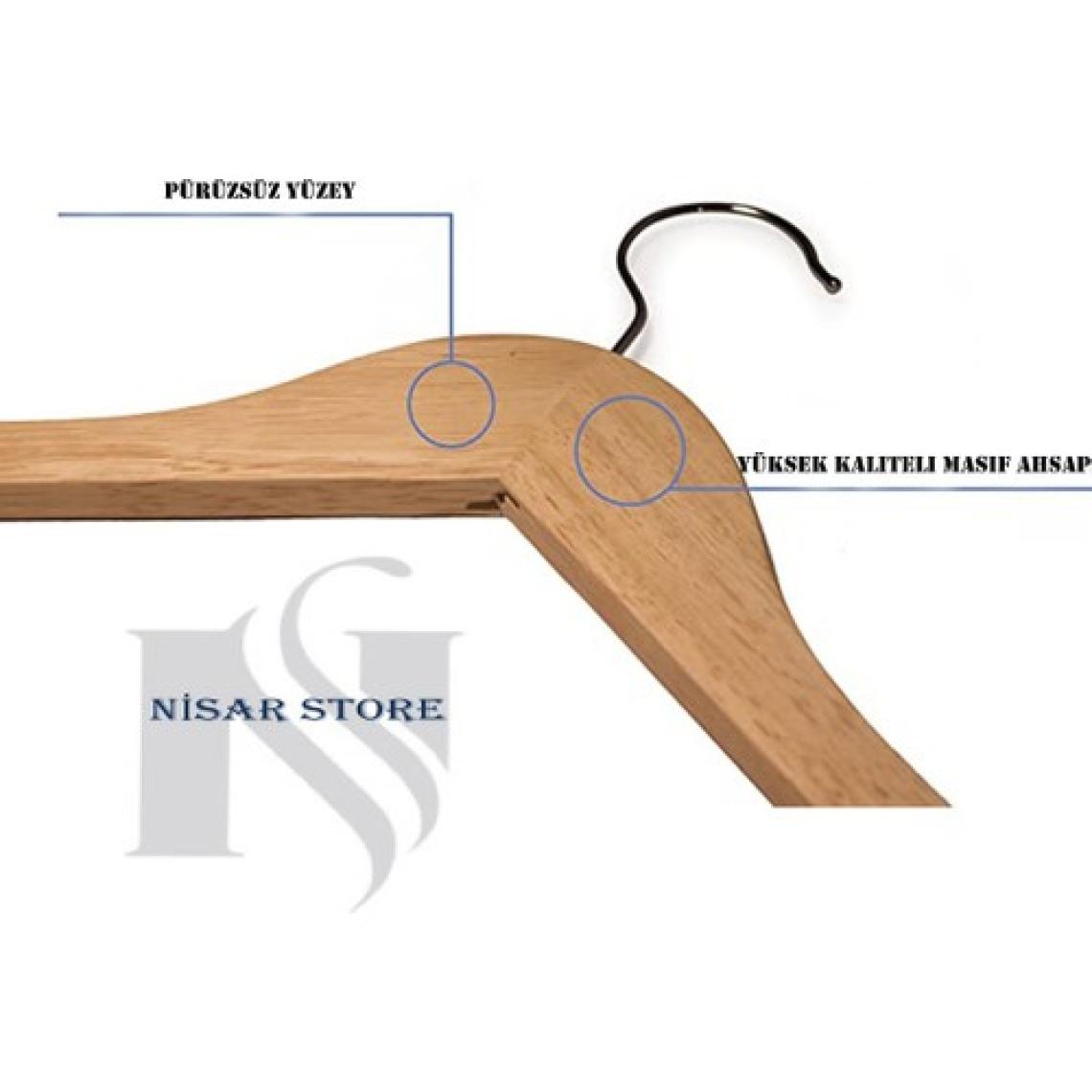 Nisar Store 24 Adet Vernikli Ahşap Askı Kıyafet ve Elbise Askısı Dolap Düzenleyici Askı Ahşap Natürel