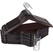 Olgun Home 24 Adet Ahşap Görünümlü Plastik Kıyafet ve Elbise Askısı Siyah