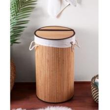 35 x 50 Bambu Katlanır Çamaşır Sepeti-kirli Sepeti-yuvarlak-köşe Sepeti(krem Rengi) Ahşap 50 L Beya