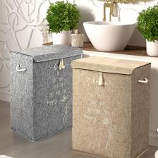 2'li Set Keçe Kapaklı Kirli Çamaşır Sepeti - Çok Amaçlı Saklama Kutusu Mega Hurç 55 X 41 X 30 Cm