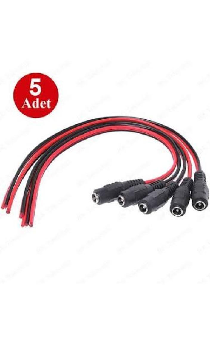 BK Teknoloji 5 Adet 5.5x2.1mm Dc 12V Dişi Cctv LED Güç Kablosu