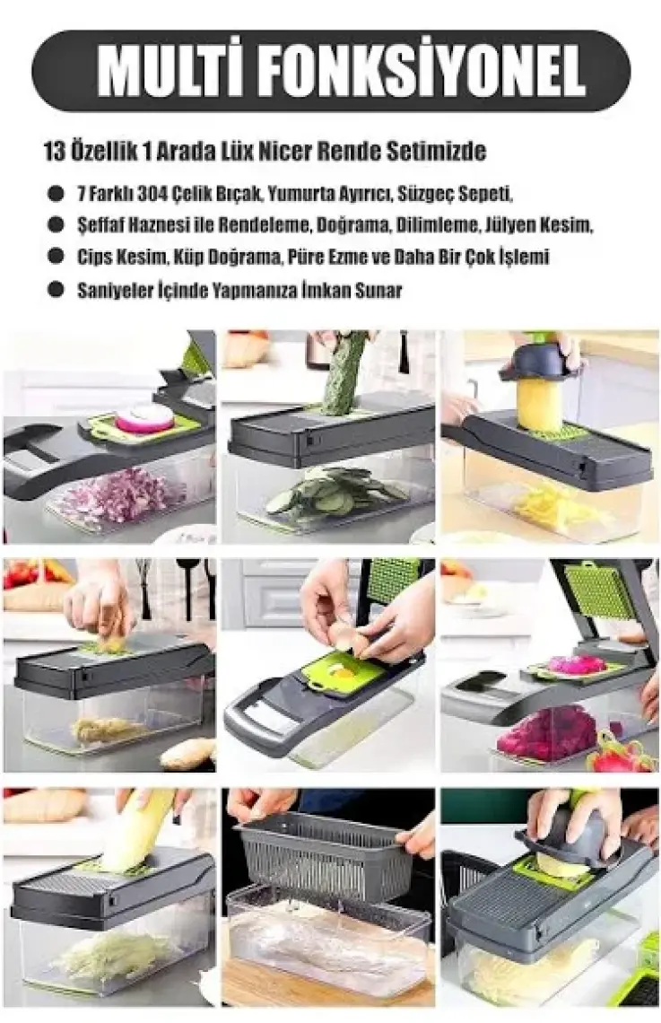 Patates Sebze Küp Rende Salata Peynir Soğan Doğrayıcı Dicer Mandolin Dilimleyici Jülyen Kesici Mutfak Rende Seti