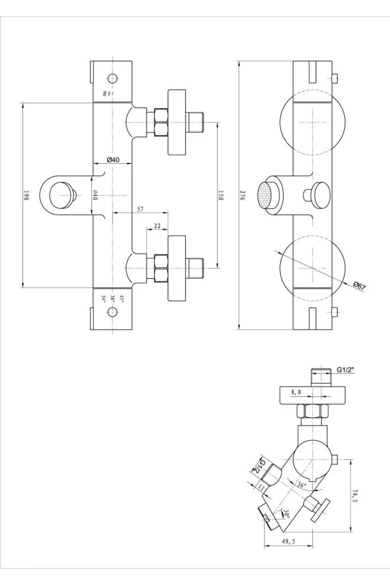 Fause Termostatik Banyo Bataryası Siyah KTB101-B