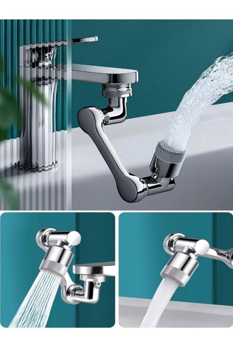 1080 Derece Dönebilen 2 Modlu Mutfak Musluk Başlığı Banyo Musluk Ucu Evrensel Fonksiyonlu Başlık