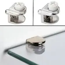 Metal Cam Raf Tutucu Düz Krom ( 5 Adet )