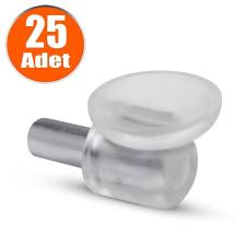 Badem10 Vantuzlu Raf Pimi Şeffaf Cam Tutucu Mobilya Dolap Pimi (25 Adet)