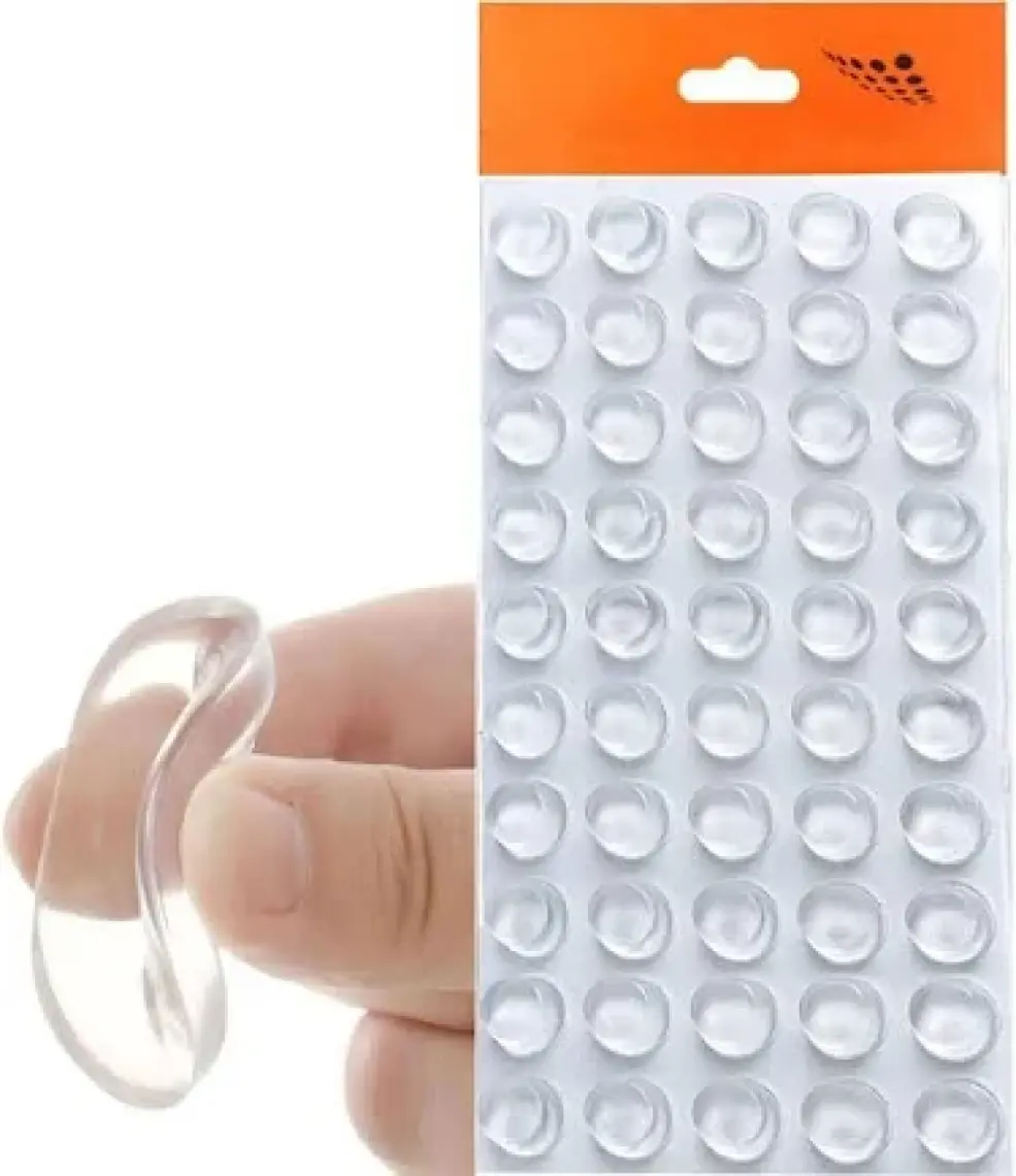 Yapışkanlı Cam Tutucu Şeffaf 10 mm 50'li Mobilya Raf Ses Tutucu