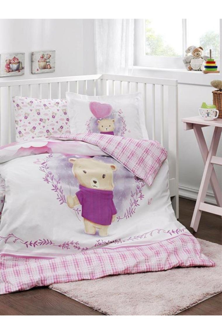 Bebek Battaniyeli Beşik Nevresim Takımı Purple Lover Pembe