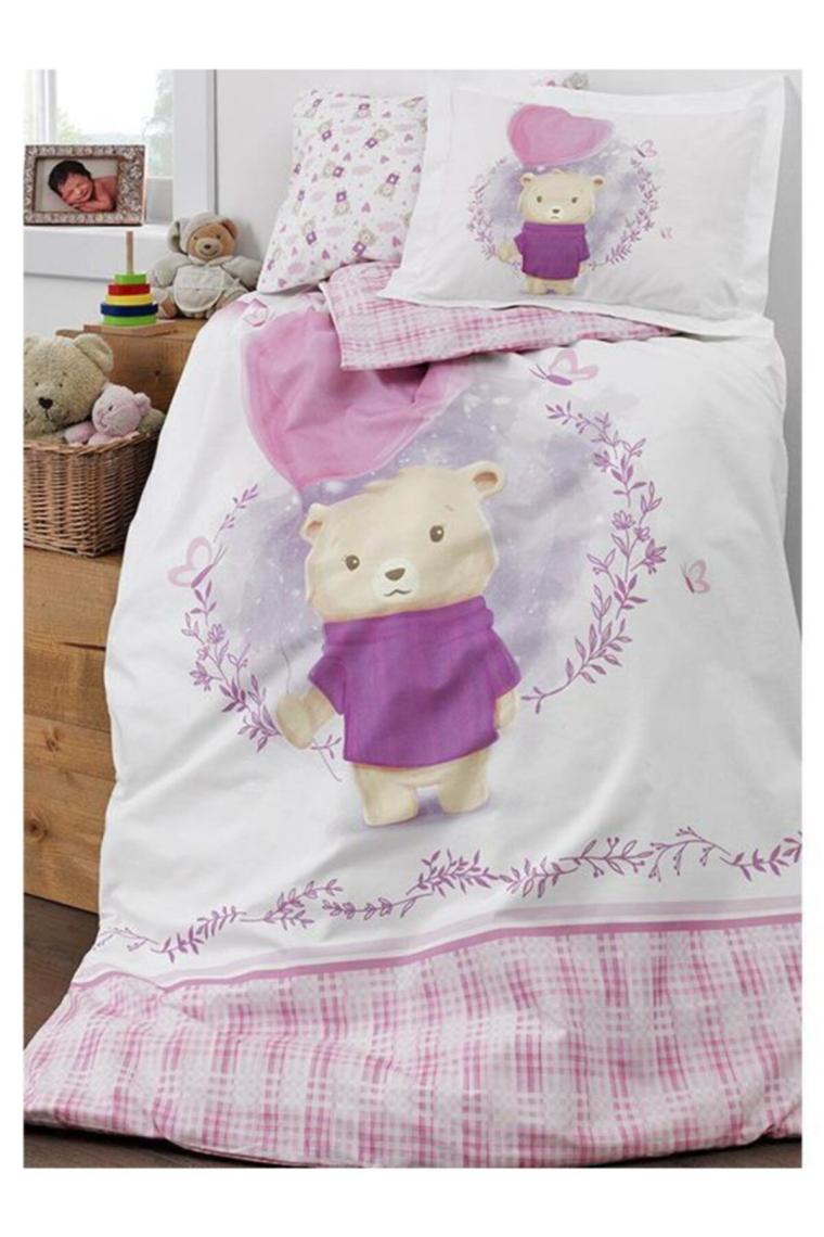 Bebek Battaniyeli Beşik Nevresim Takımı Purple Lover Pembe