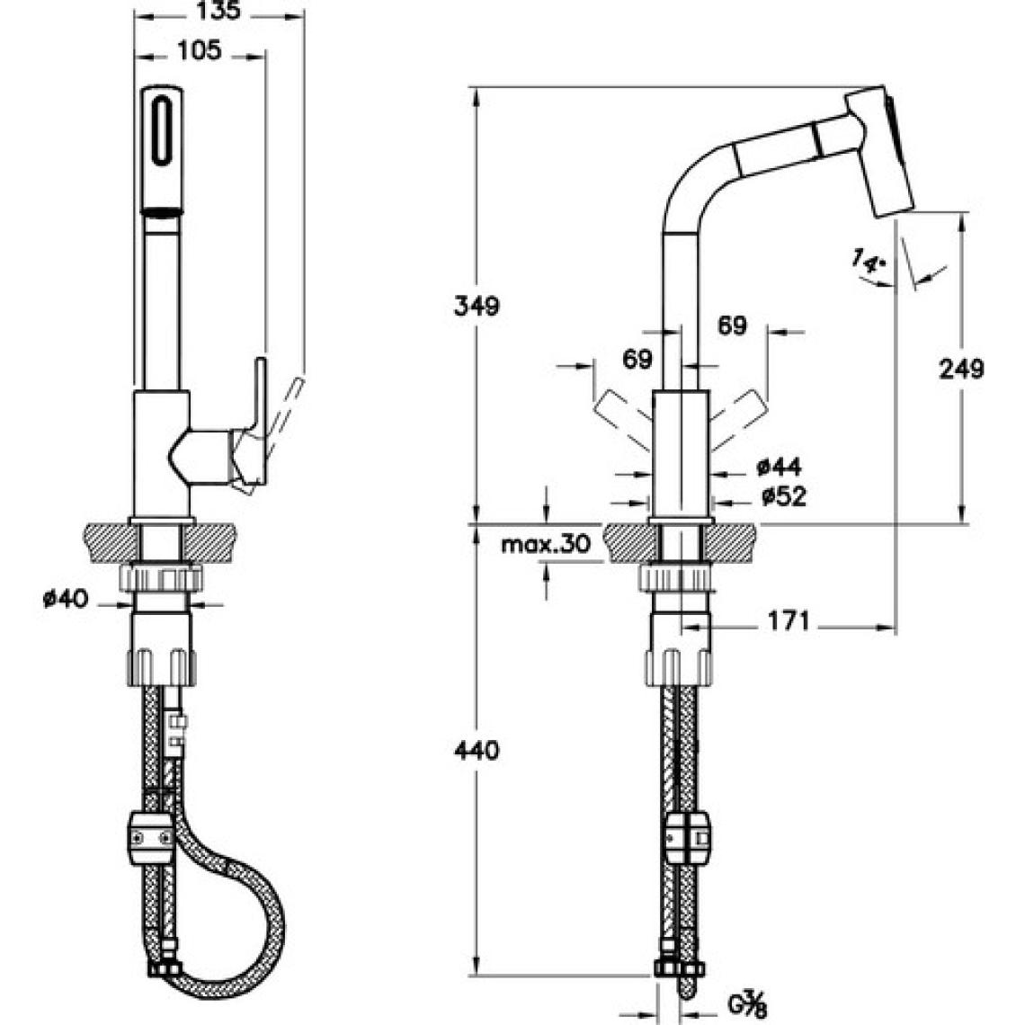 Artema Maestro A42146 Pull-Out Eviye Mutfak Bataryası, Krom