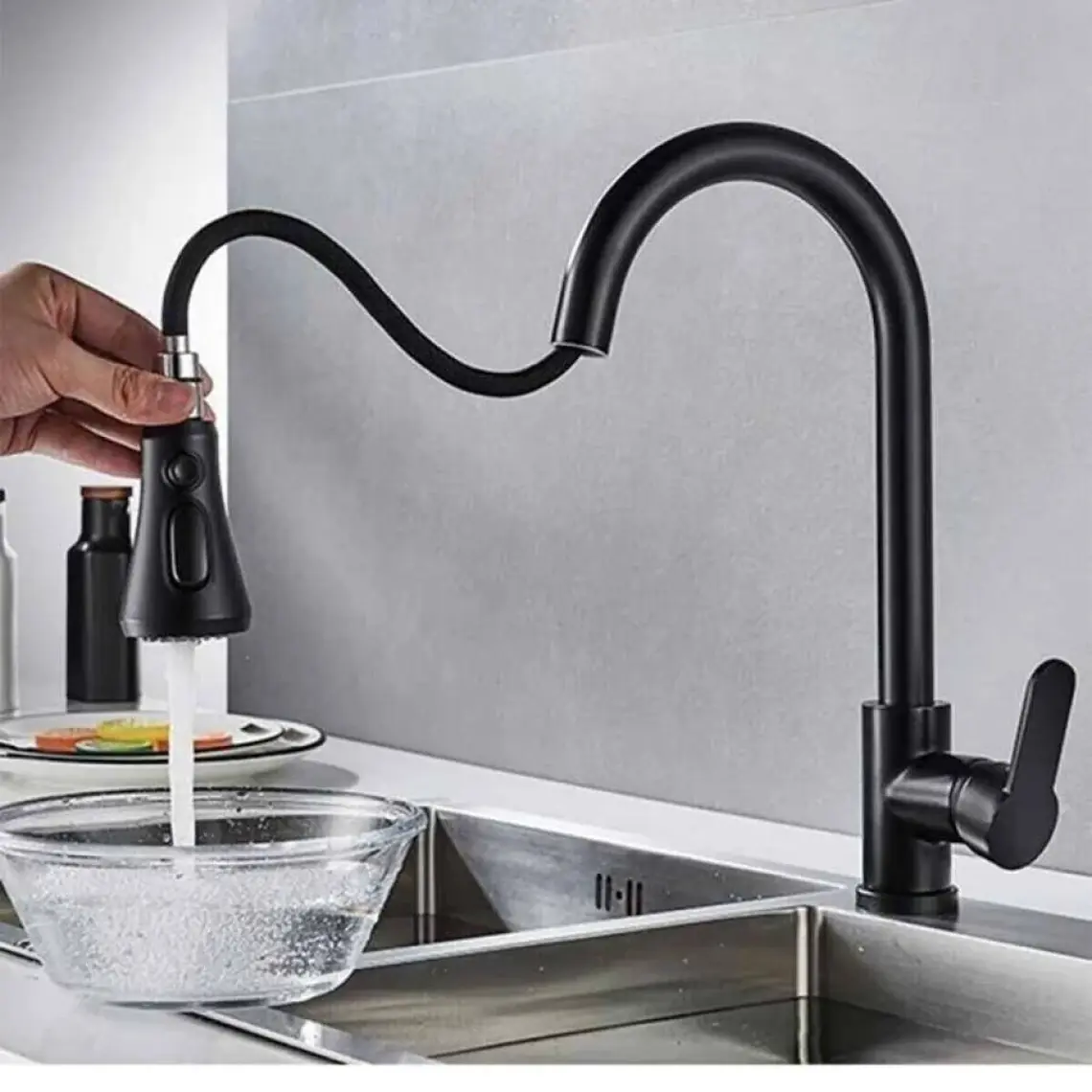 Fleko Flora Spiralli Siyah Mutfak Eviye Bataryası KS10S01-C