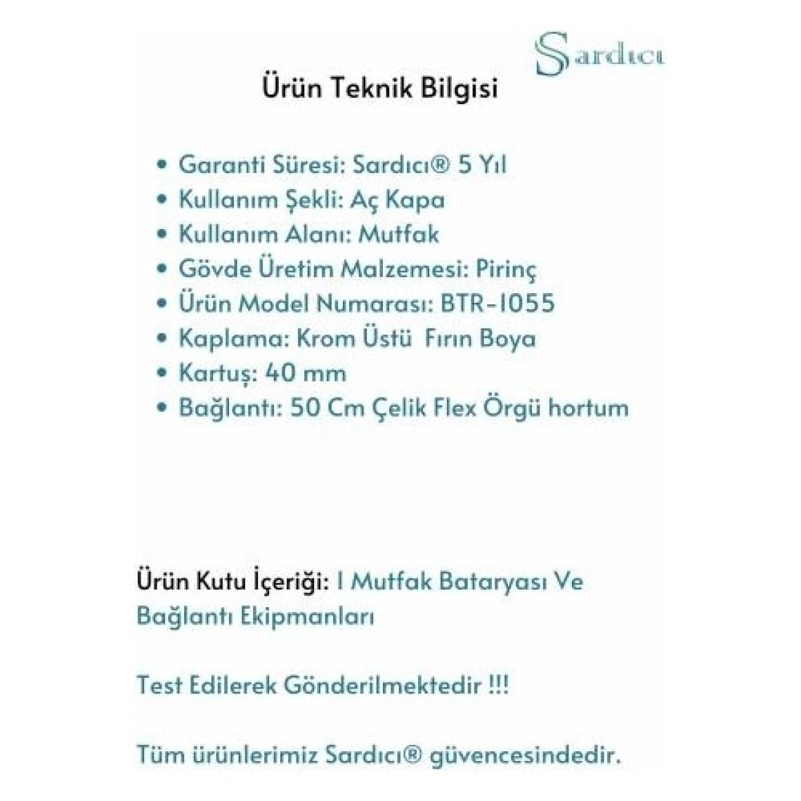 Sardıcı Siyah Delta Mutfak Bataryası Sıcak Soğuk Çift Su Girişli 5 Garantili Mutfak Eviye Bataryası