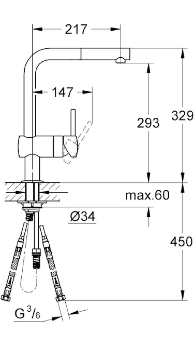Grohe Minta Tek Kumandalı Spiralli Eviye Bataryası - 32168000