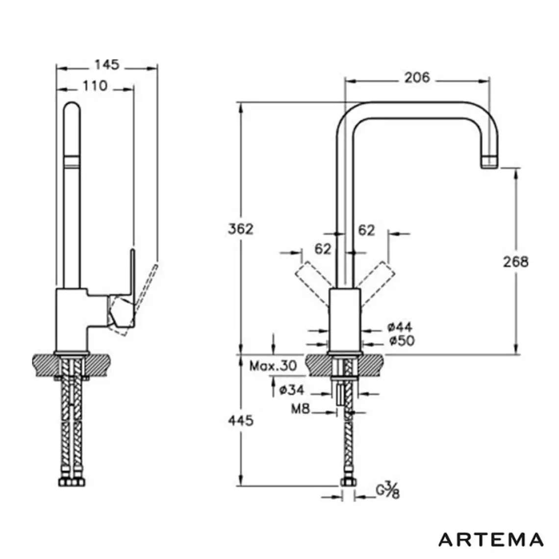 Artema Flo S A42103 Eviye Bataryası, Krom