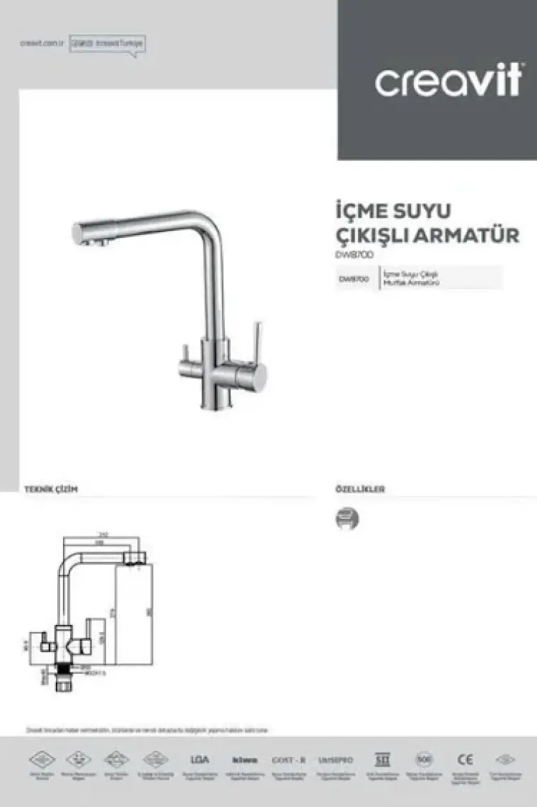 Creavit Içme Suyu Çıkışlı Mutfak Armatürü