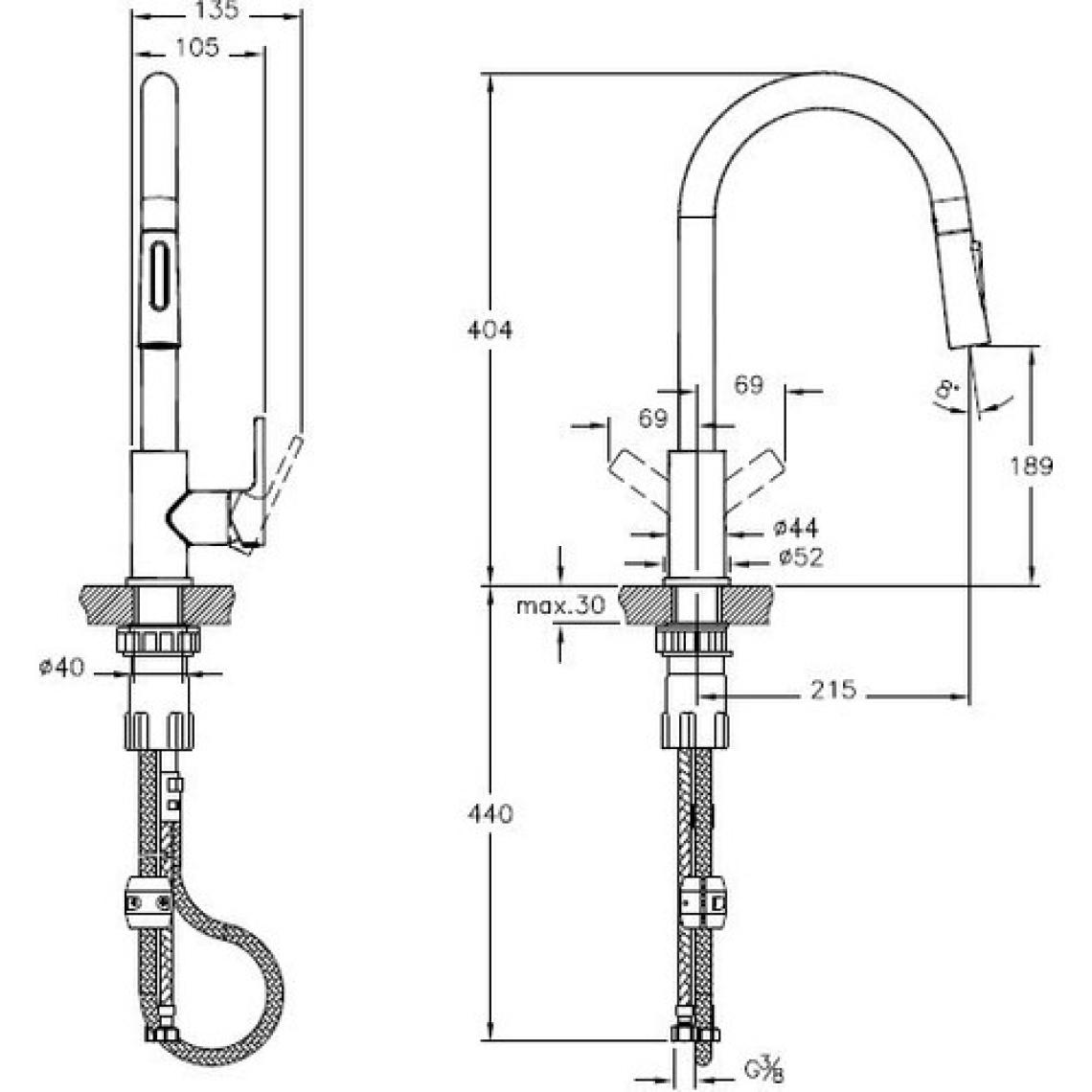 Artema Maestro A42145 Pull-Down Eviye Bataryası, Krom