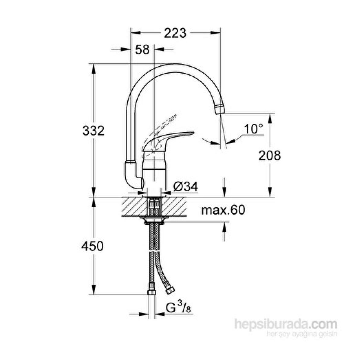 Grohe Eurosmart Tek Kumandalı Eviye Bataryası - 33202002