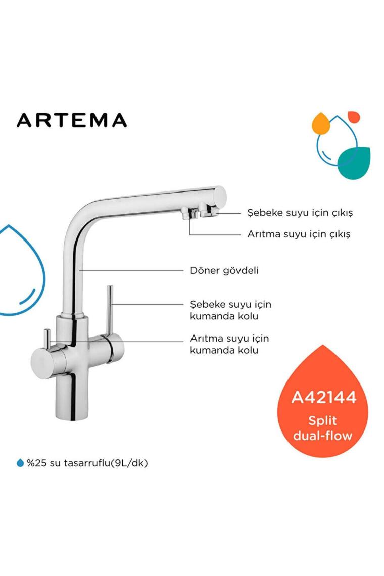 Split A42144 Dual-flow Eviye Mutfak Bataryası, Krom