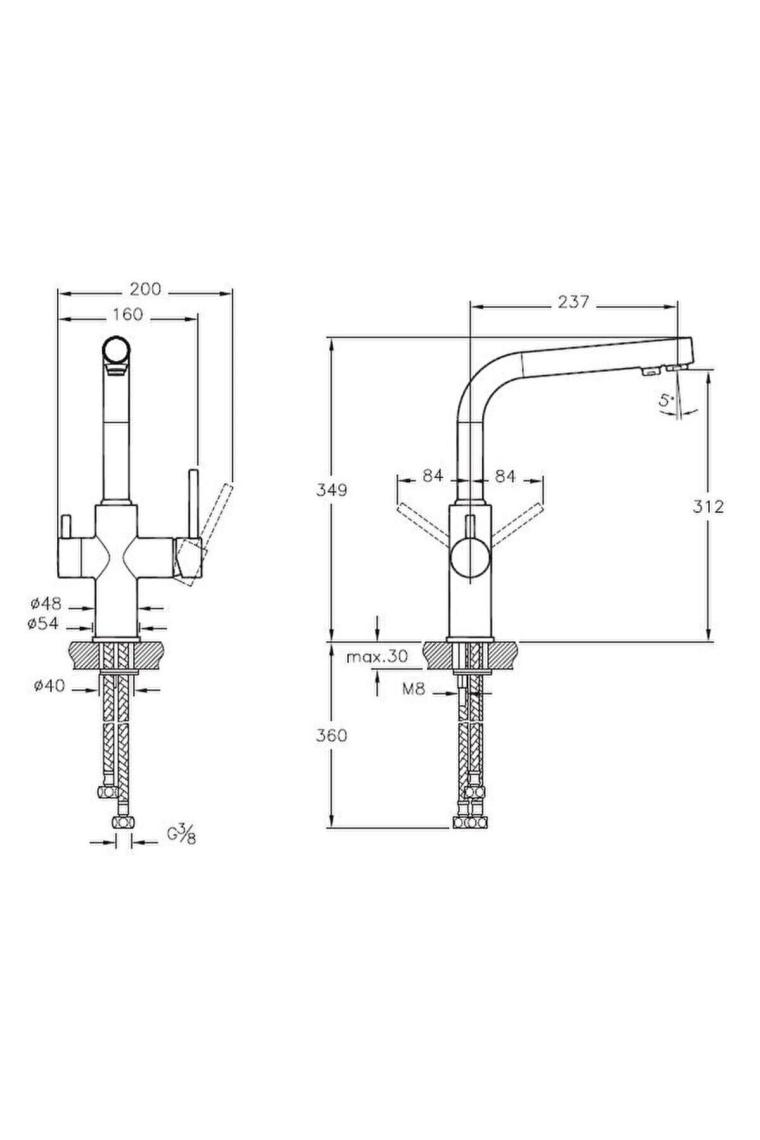 Split A42144 Dual-flow Eviye Mutfak Bataryası, Krom