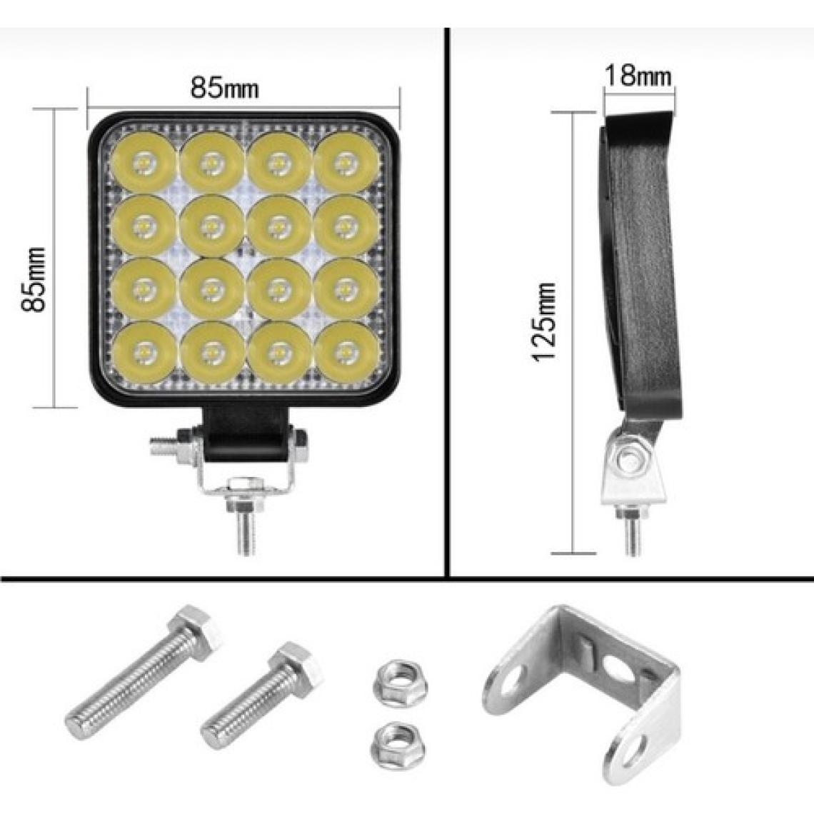 Point Off Road Sis Farı Çalışma Lambası 16 Led Kare Su Geçirmez 48W