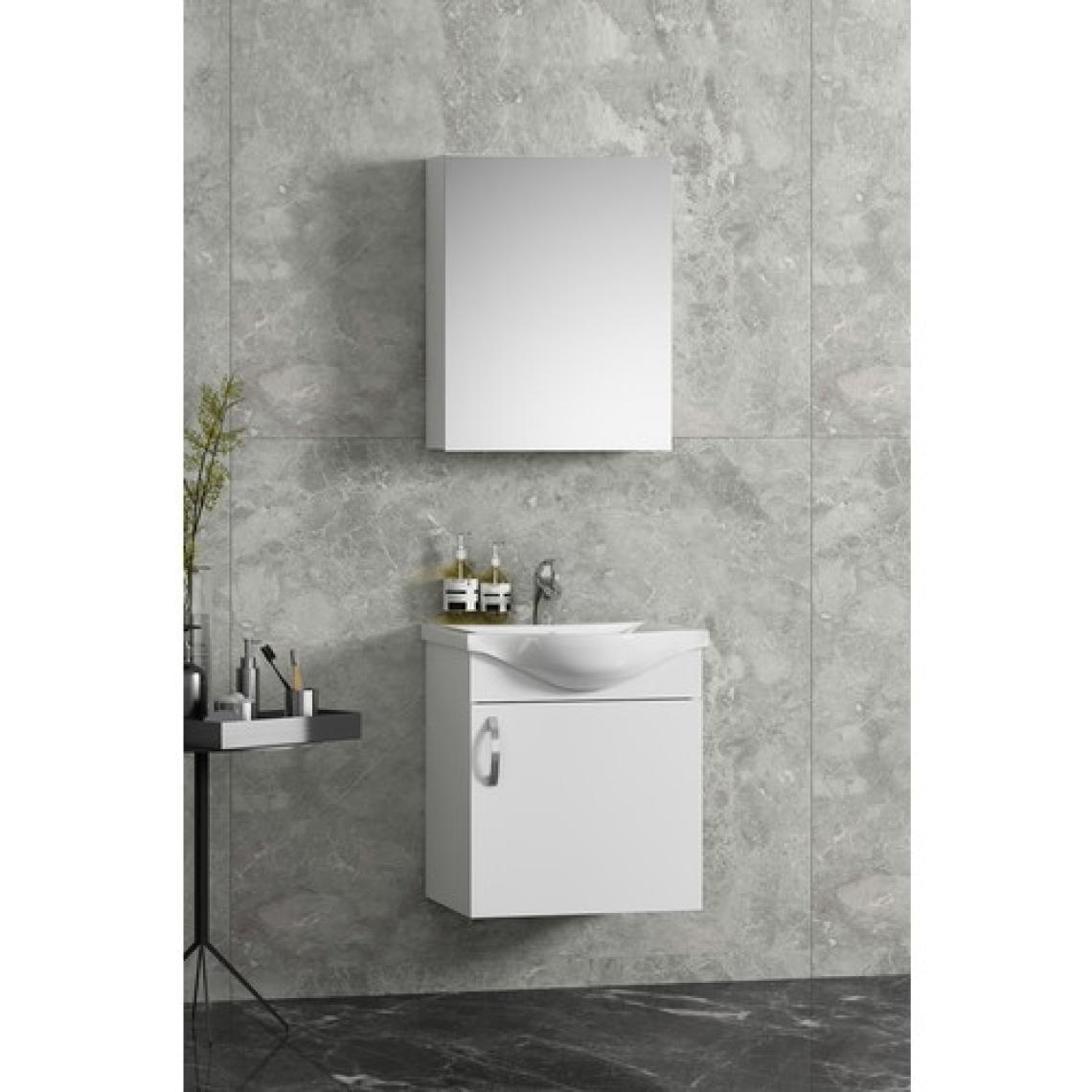 Özceden Yıldız Asma 45 cm Beyaz Mdf Seramik Lavabolu Asma Banyo Dolabı Takımı