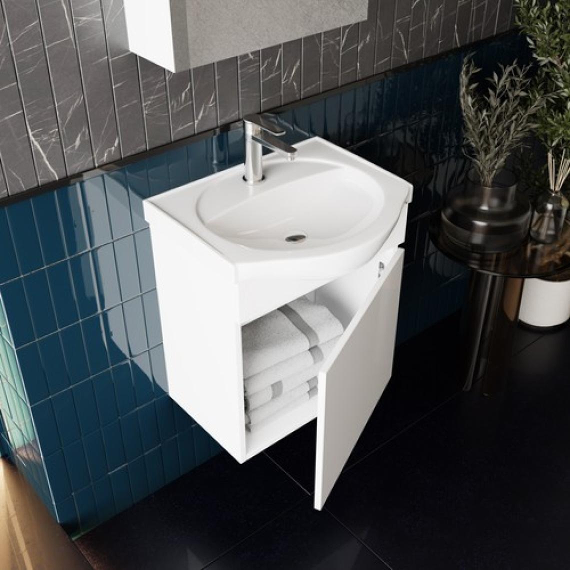Karen Banyo Fulya 50 cm Mdf Lavabolu Aynalı Banyo Dolabı Seti Seramik Lavabo Dahil Beyaz Mdf