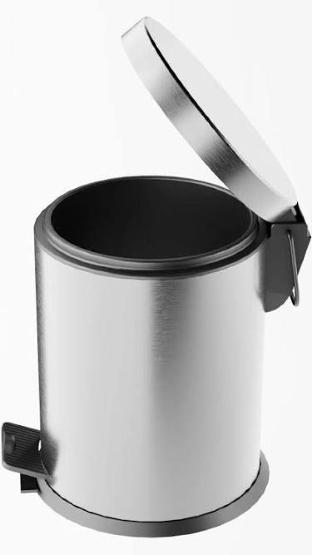 Zift Unique Paslanmaz Çelik Çöp Kovası-5 Litre Satine Yüzey & Pedal & Amortisör ve Iç Kovalı Çöp Kutusu