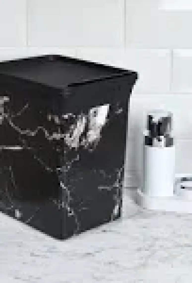 Qutu Trashbın Black Marble 10 lt Çöp Kovası