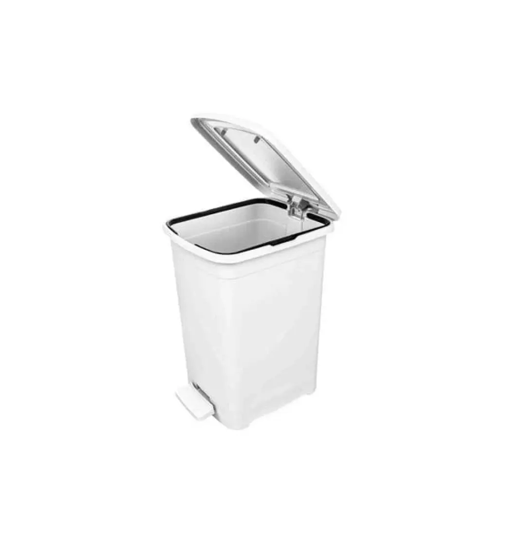TeknoTrust İç Kovalı Slim Pedallı 25 Litre Plastik Çöp Kovası, Beyaz, 28x44 cm