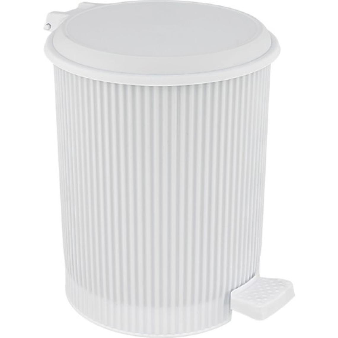 TeknoTrust Nostalji tarzı 6 L plastik pedal çöp kutusu, beyaz renk, 27x32 cm ölçü