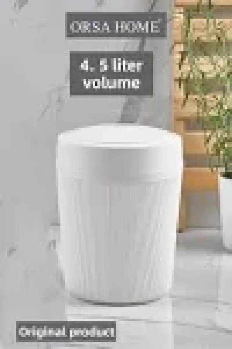 Orsa Home 4.5 Lt Beyaz Çizgi Desen Banyo, Mutfak, Ofis Çöp Kovası