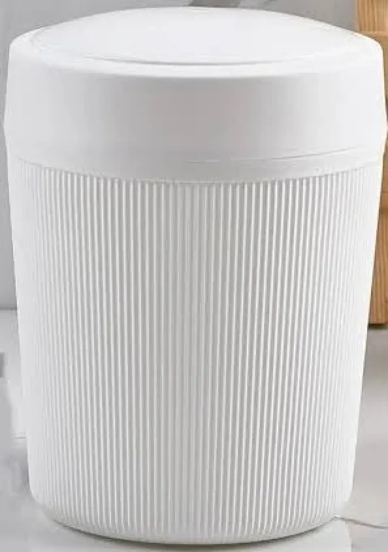 Orsa Home 4.5 Lt Beyaz Çizgi Desen Banyo, Mutfak, Ofis Çöp Kovası