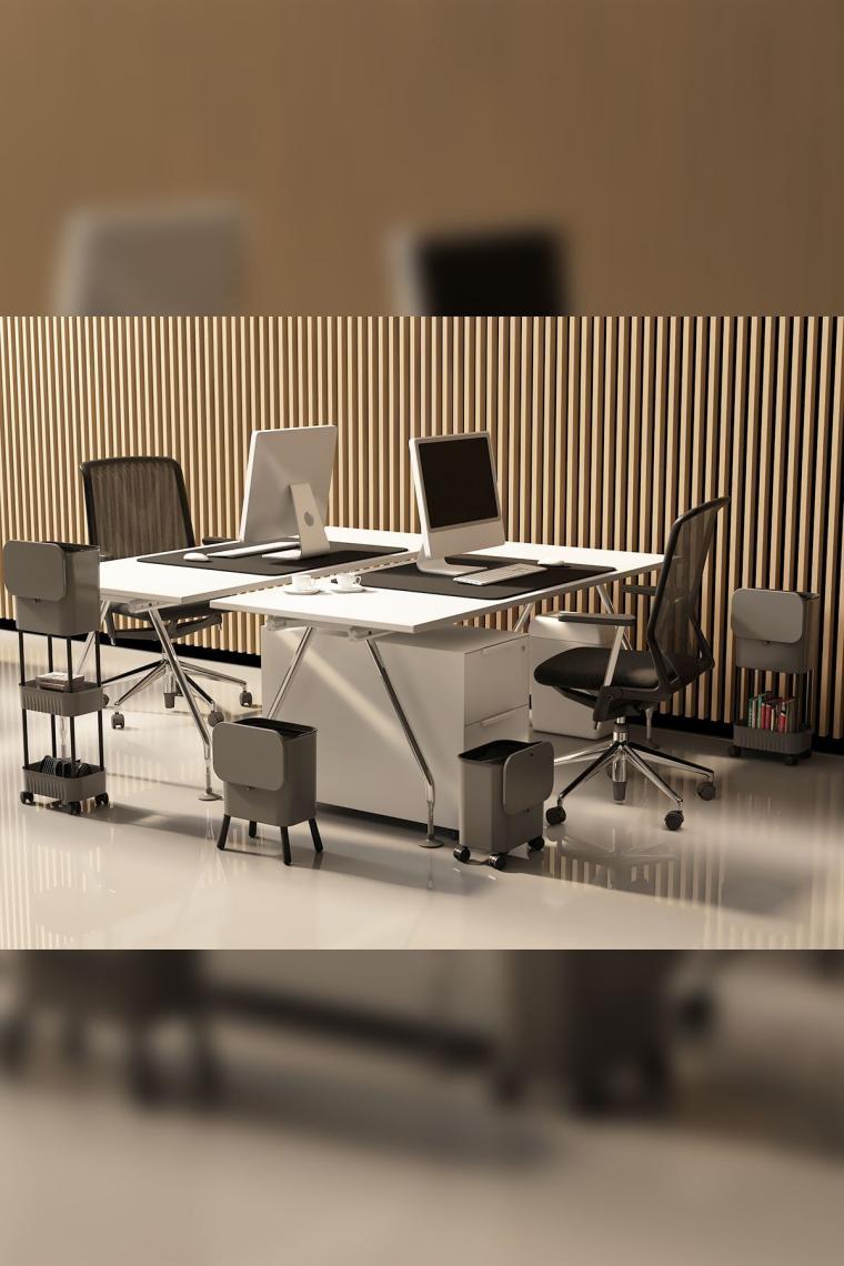 15 Litre Çift Raf Üniteli Tekerlekli Fonksiyonel Kapaklı Banyo Ve Mutfak Çöp Kovası