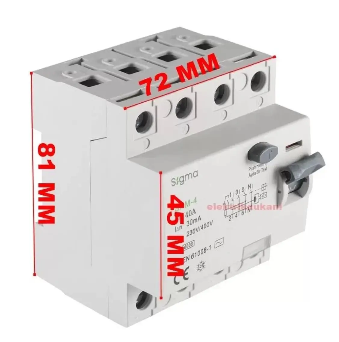 Sigma Kaçak Akım Koruma Şalteri 4X40 A 30 Ma