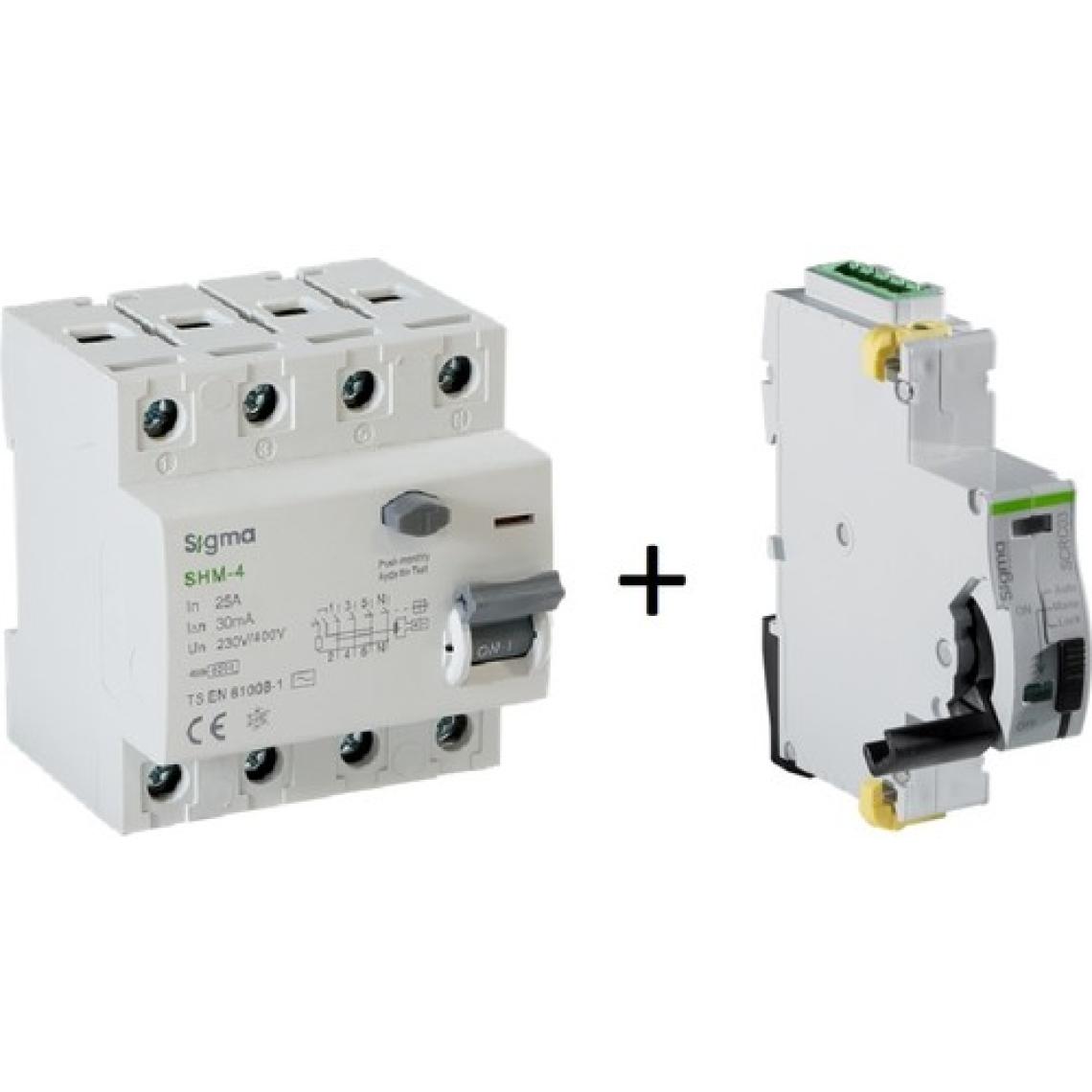 Sigma Elektrik SCRC03 Otomatik Yeniden Kurma Ünitesi + 4X25 30MA Kaçak Akım Rölesi