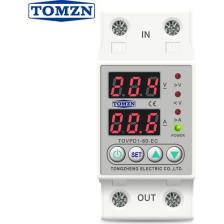 Tomzn Voltaj ve Akım Koruma Rölesi Monofaz 63A Yüksek Alçak Gerilim Akım Koruyucu Elektrik Bekçisi