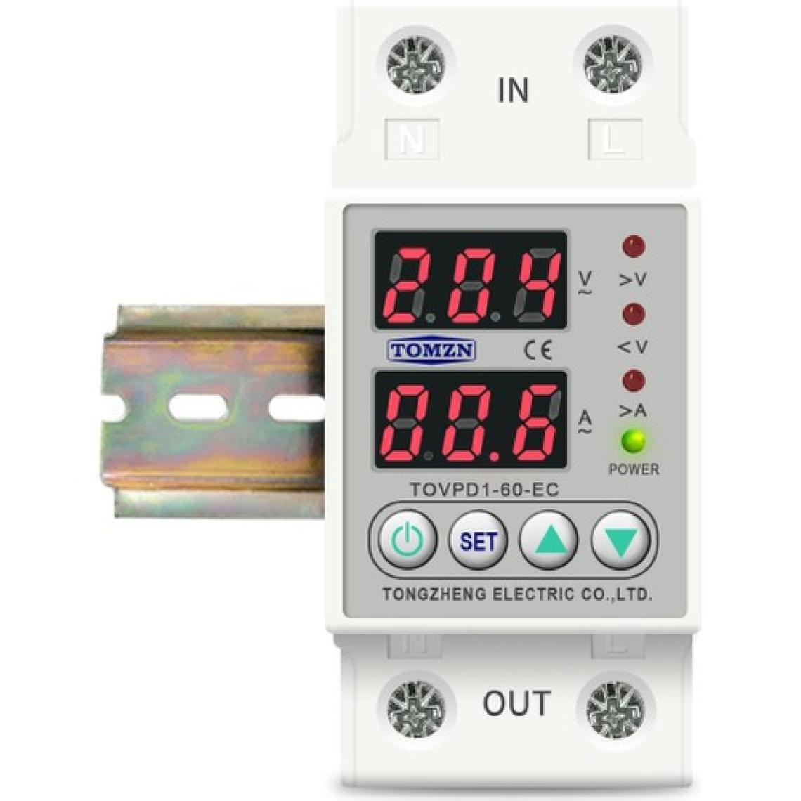 Tomzn Voltaj ve Akım Koruma Rölesi Monofaz 63A Yüksek Alçak Gerilim Akım Koruyucu Elektrik Bekçisi