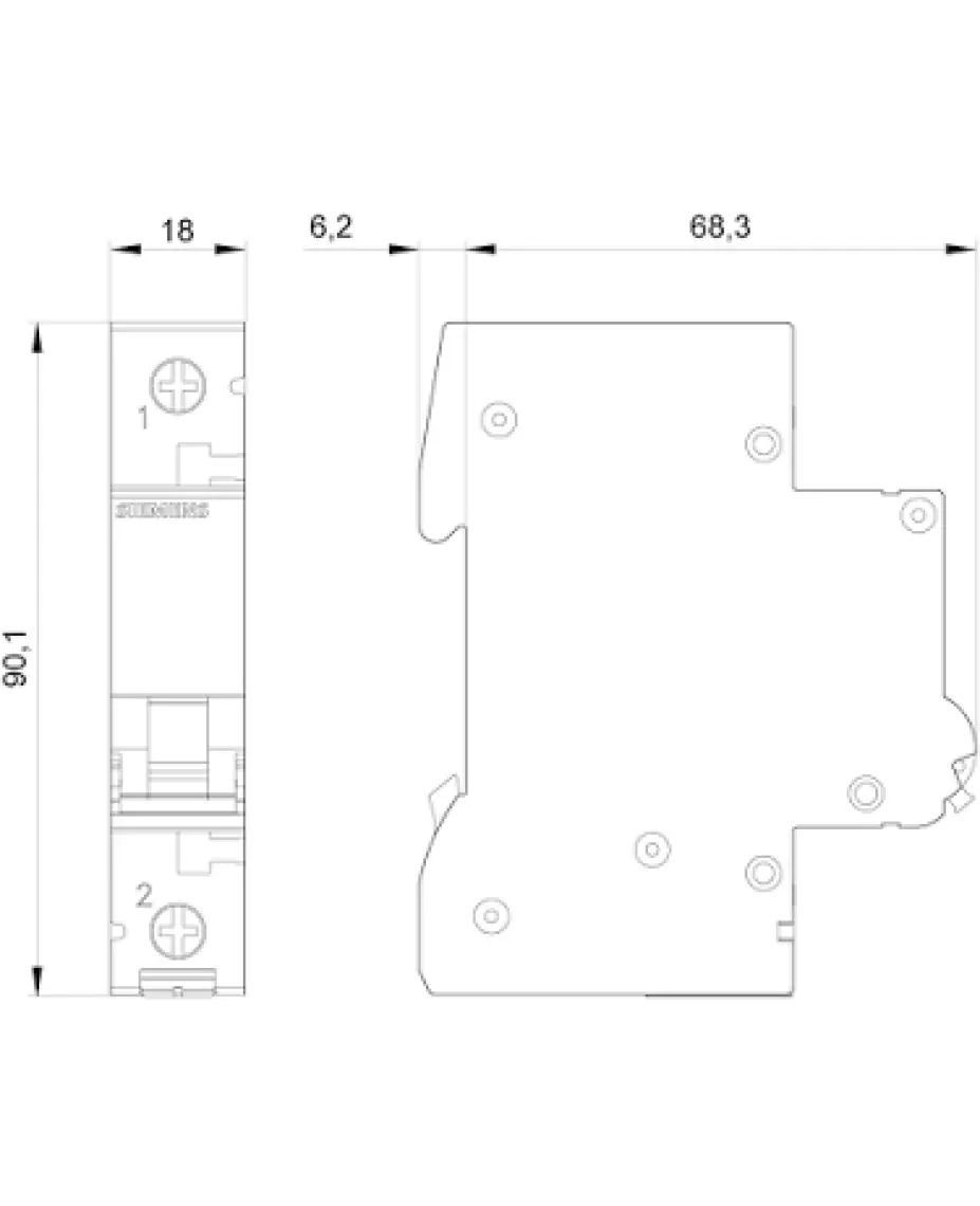 Siemens 5Sl6125-6Ya  1 Fazlı  25 Amper   B Tipi  (Çabuk Karakterli) 6Ka Otomatik Sigorta