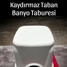 Funny Life Altı Lastikli Kaymaz Lüx Kare Strong Çok Amaçlı Beyaz Banyo Taburesi
