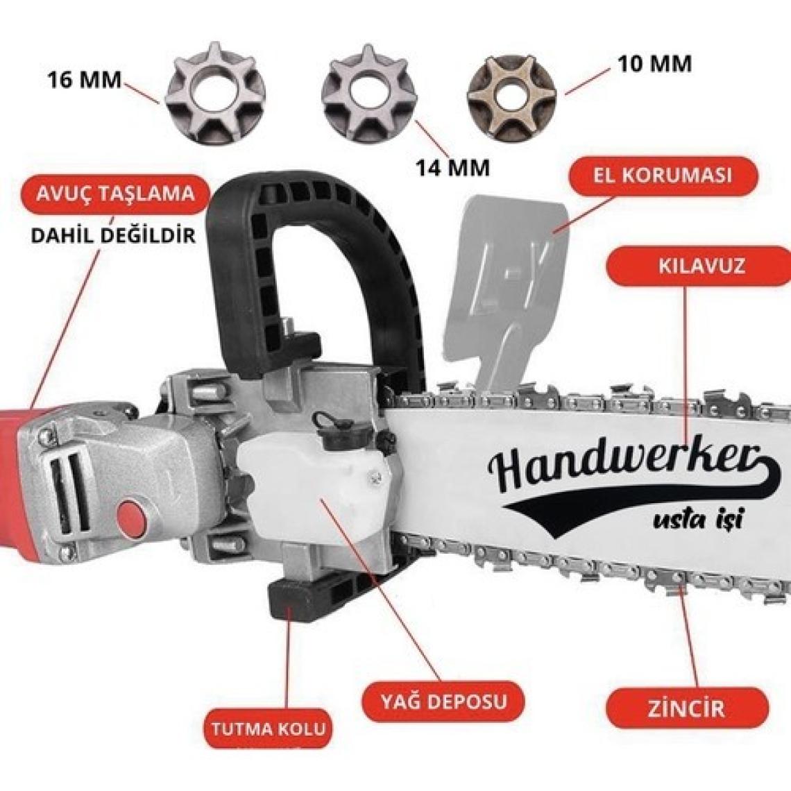Handwerker Yağ Depolu Avuç Taşlama Zincirli Testere Aparatı 35 cm