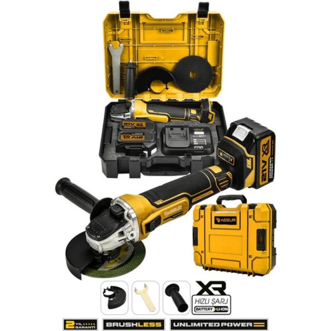Assur 21V Çift Akülü Kömürsüz Şarjlı 125mm Avuç Taşlama