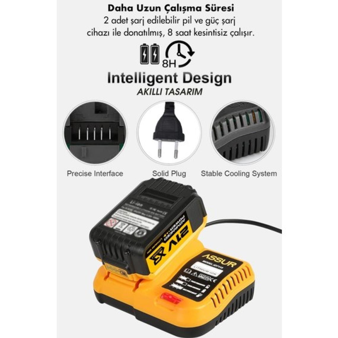 Assur 21V Çift Akülü Kömürsüz Şarjlı 125mm Avuç Taşlama