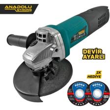 Anadolu Strong ANS1006 Devir Ayarlı Spral Taşlama 1100 Watt 125 mm Disk Çapı 2 Adet Disk Hediye