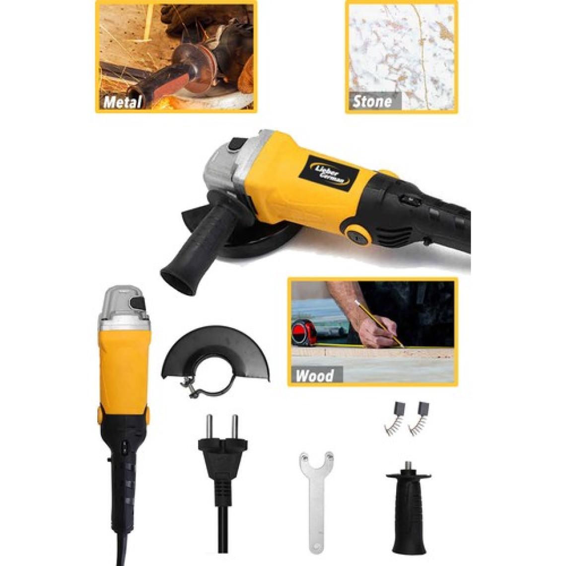 Lieber German Bakır Sargılı Devir Ayarlı  1200 W 115-125 mm Spiral Avuç Içi Taşlama Makinası 20 Taş Hediyeli