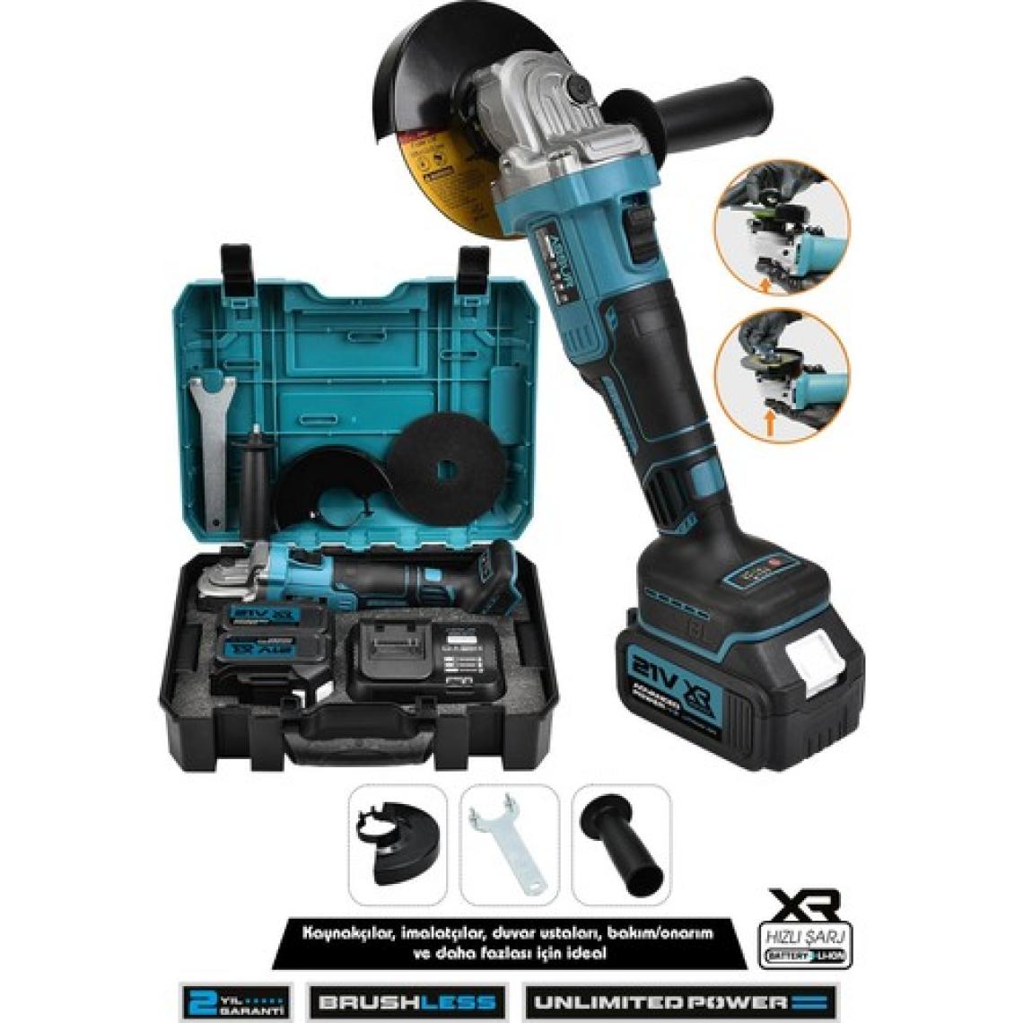 Assur 21V Çift Akülü 125mm Kömürsüz Şarjlı Taşlama