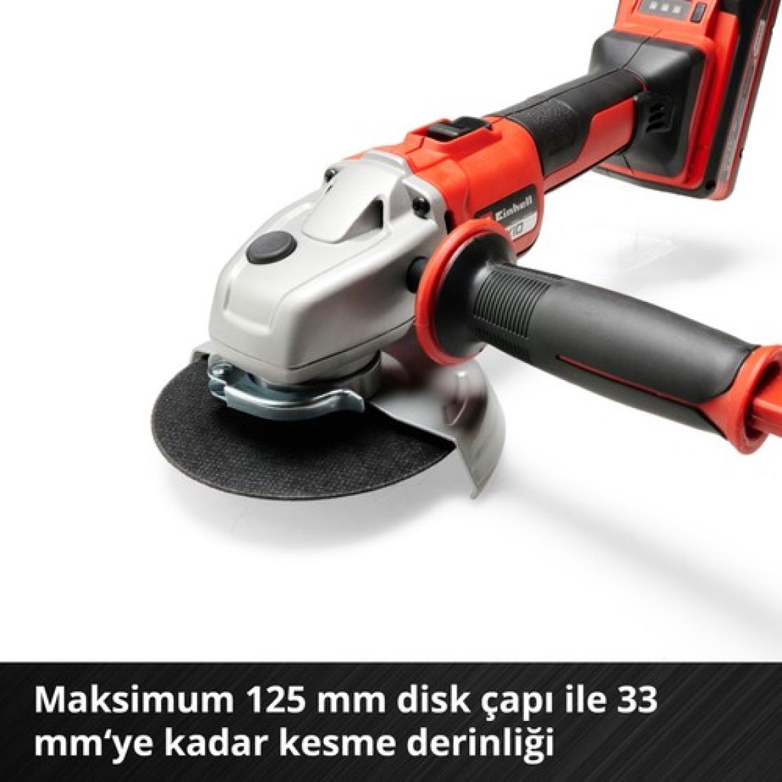 Einhell Professional Akülü Avuç Taşlama AXXIO 18/125 
Power X-Change (18 V, 700 W, 125 mm disk Ø, 33 mm 
kesme derinliği, kömürsüz, yumuşak başlangıç, kesme diski ve akü dahil değildir) - 4431140