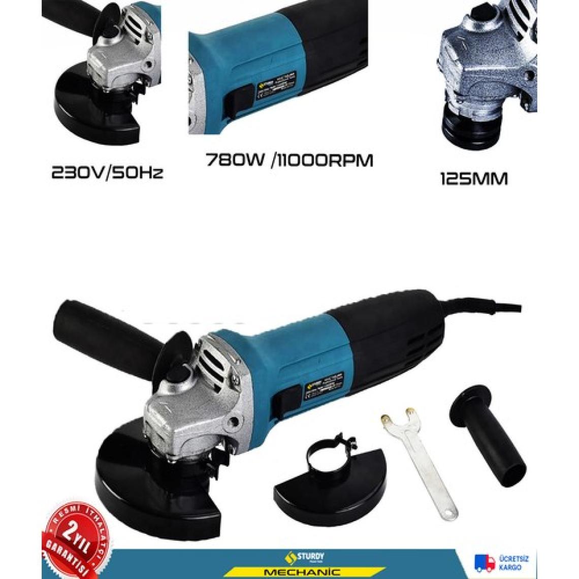 Sturdy 125 mm Devir Ayarlı 780 W Avuç Içi Taşlama Makinası