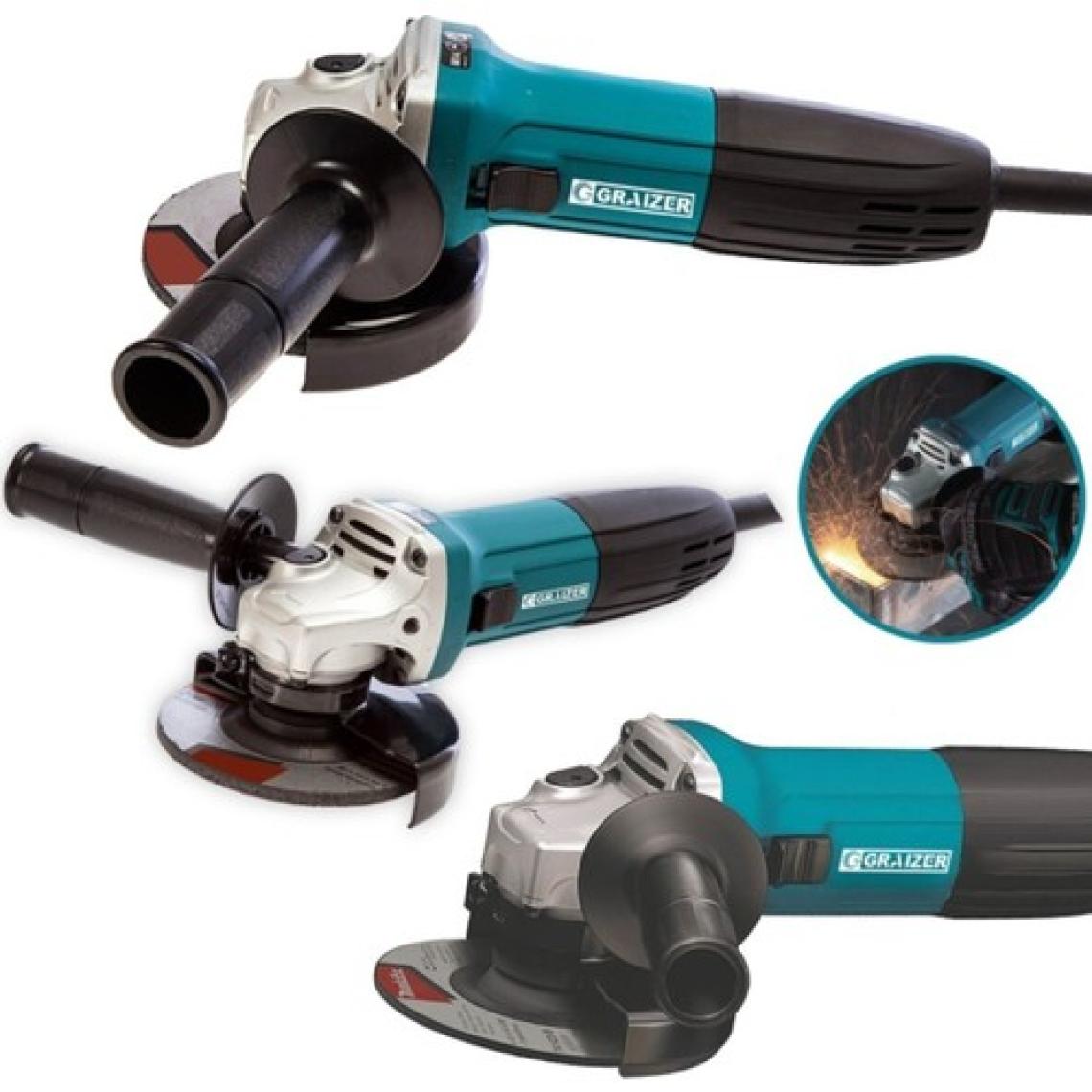 Graizer Alman 2000 Watt Professional Sjs Çift Metal Şanzuman Avuç Içi Taşlama Makinesi 125 mm Mavi
