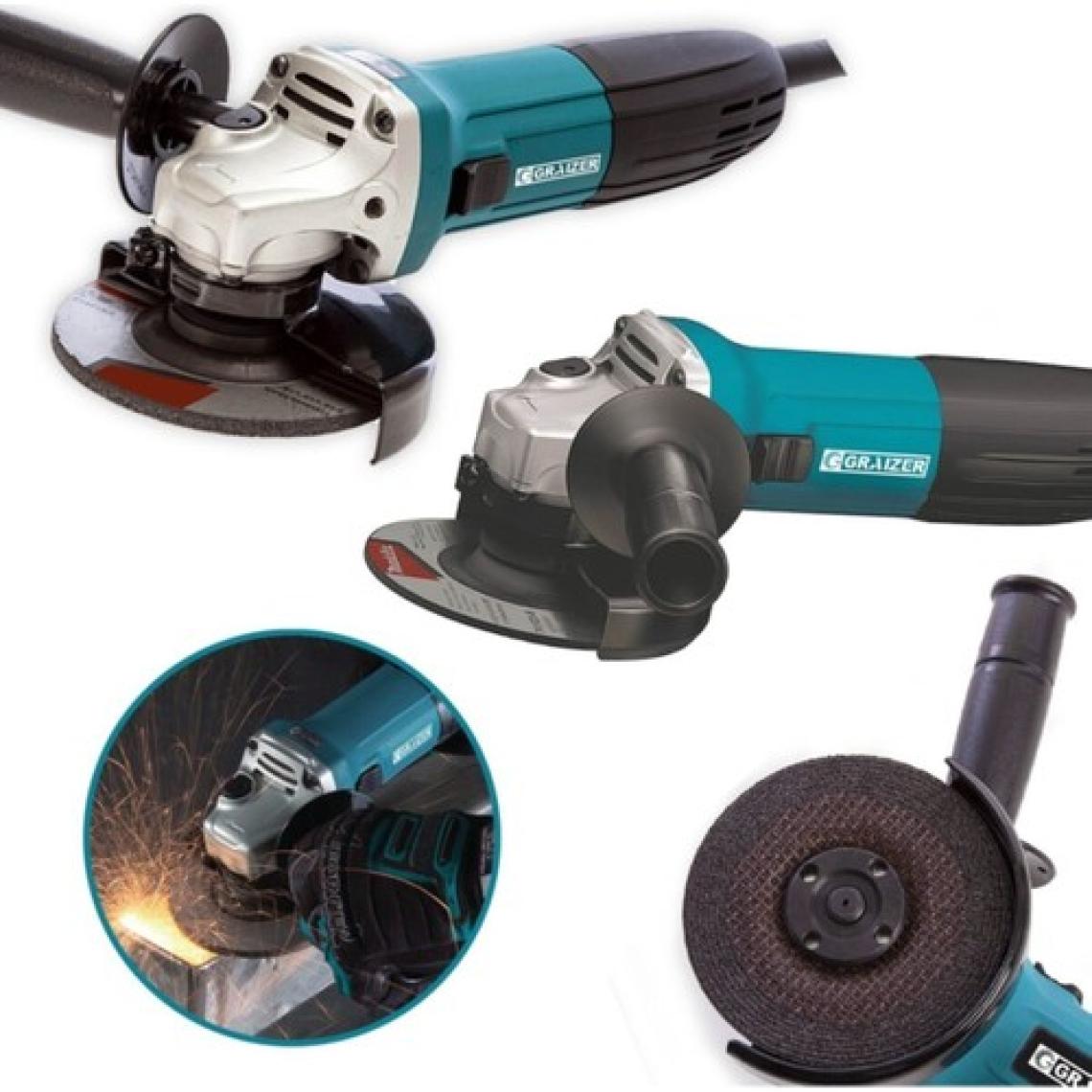 Graizer Alman 2000 Watt Professional Sjs Çift Metal Şanzuman Avuç Içi Taşlama Makinesi 125 mm Mavi